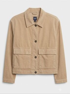 GAP Tan Denim Jacket, Buttons, Large Pockets, Collar, NWT, L